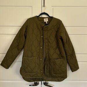 St John’s Bay trendy quilted olive jacket